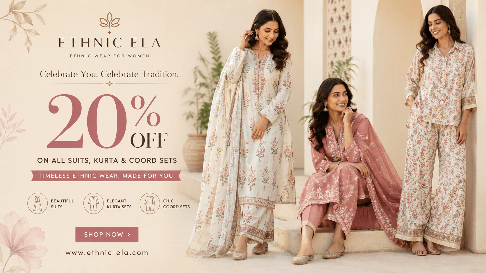 Ethnic Ela — 20% off on all suits, kurta sets and co-ord sets